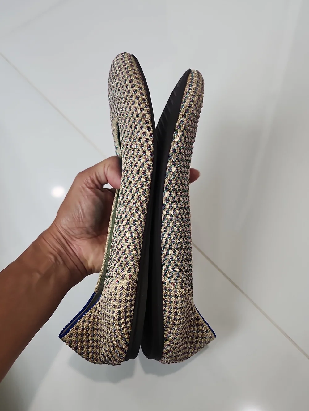 Rothy's Multi Color Metallic Square Toe Ballet Flats
